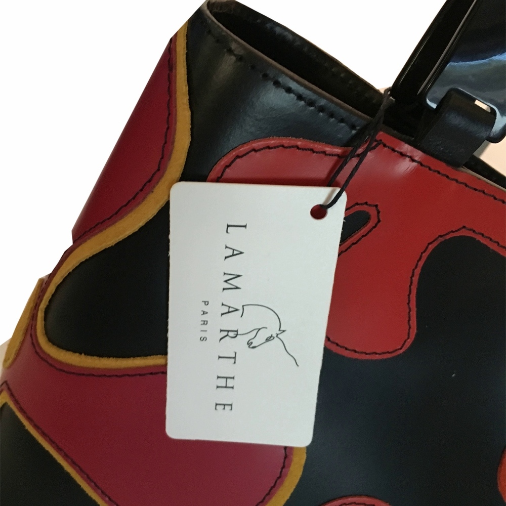 NWT - Floral handbag with black patent leather han - Picture 3 of 8